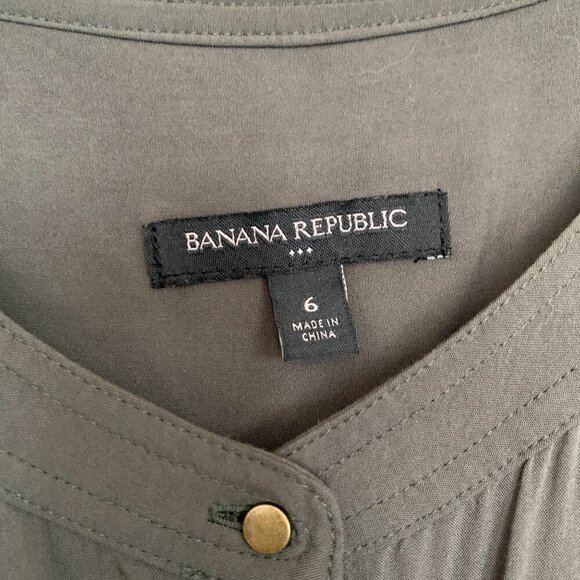Banana Republic Sleeveless Utility Romper Drawstring Waist Olive Green Size 6 - Picture 2 of 8